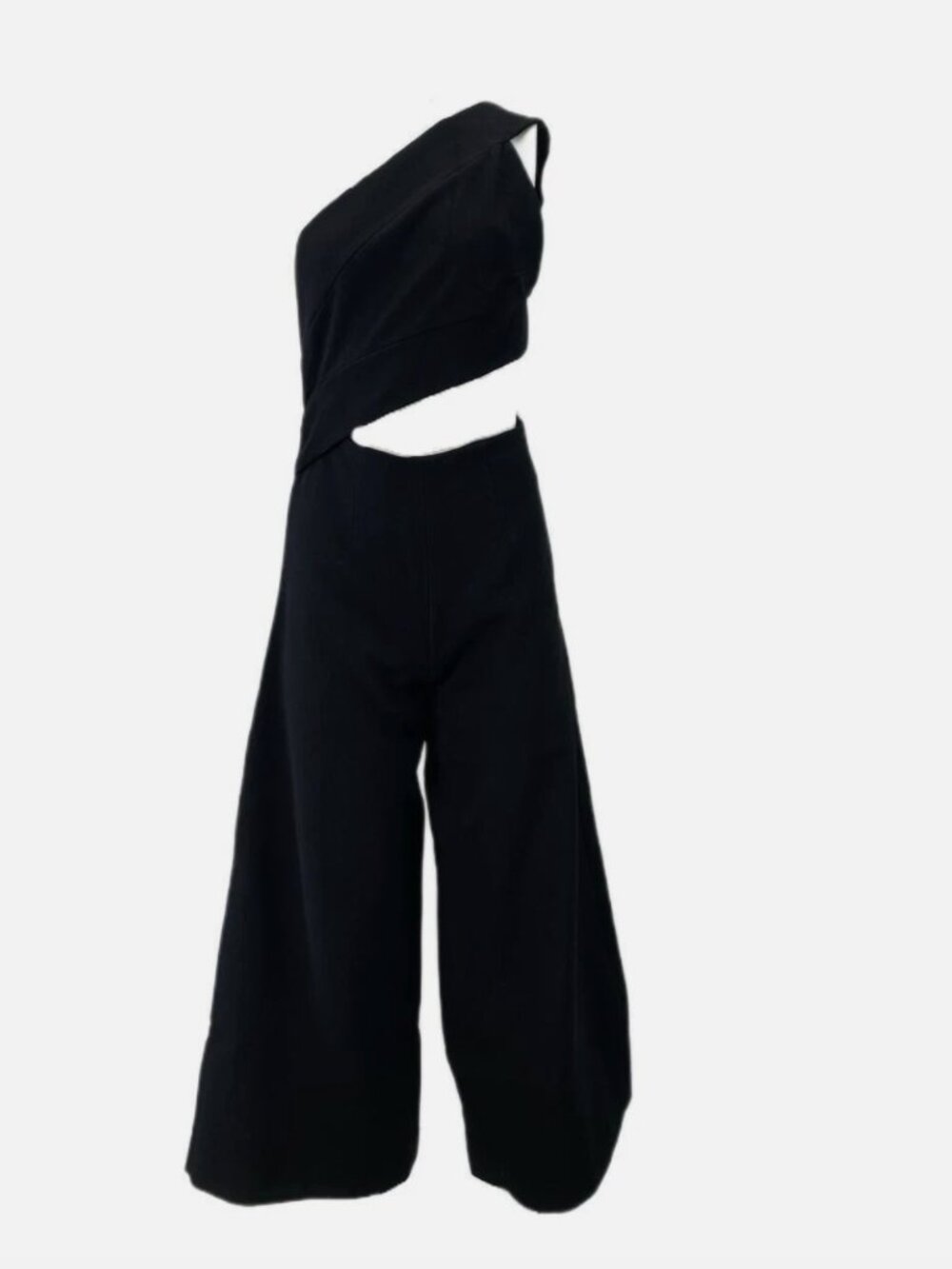 SOLACE London Women's Black Addison One Shoulder Crepe Jumpsuit Size US 2 - Picture 2 of 7